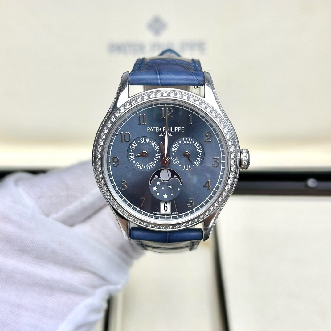 99新 Patek Philippe/百达翡丽 38表径/复杂功能时计白金原钻蓝盘