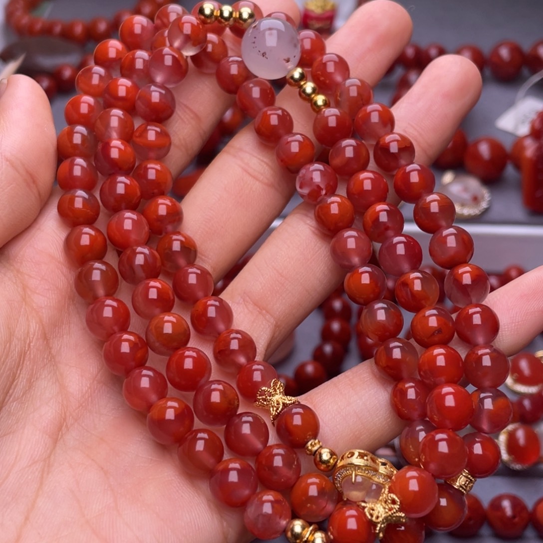 南红玛瑙未镶嵌其他天然原矿）精品7.8瓦西高冰双色脖挂