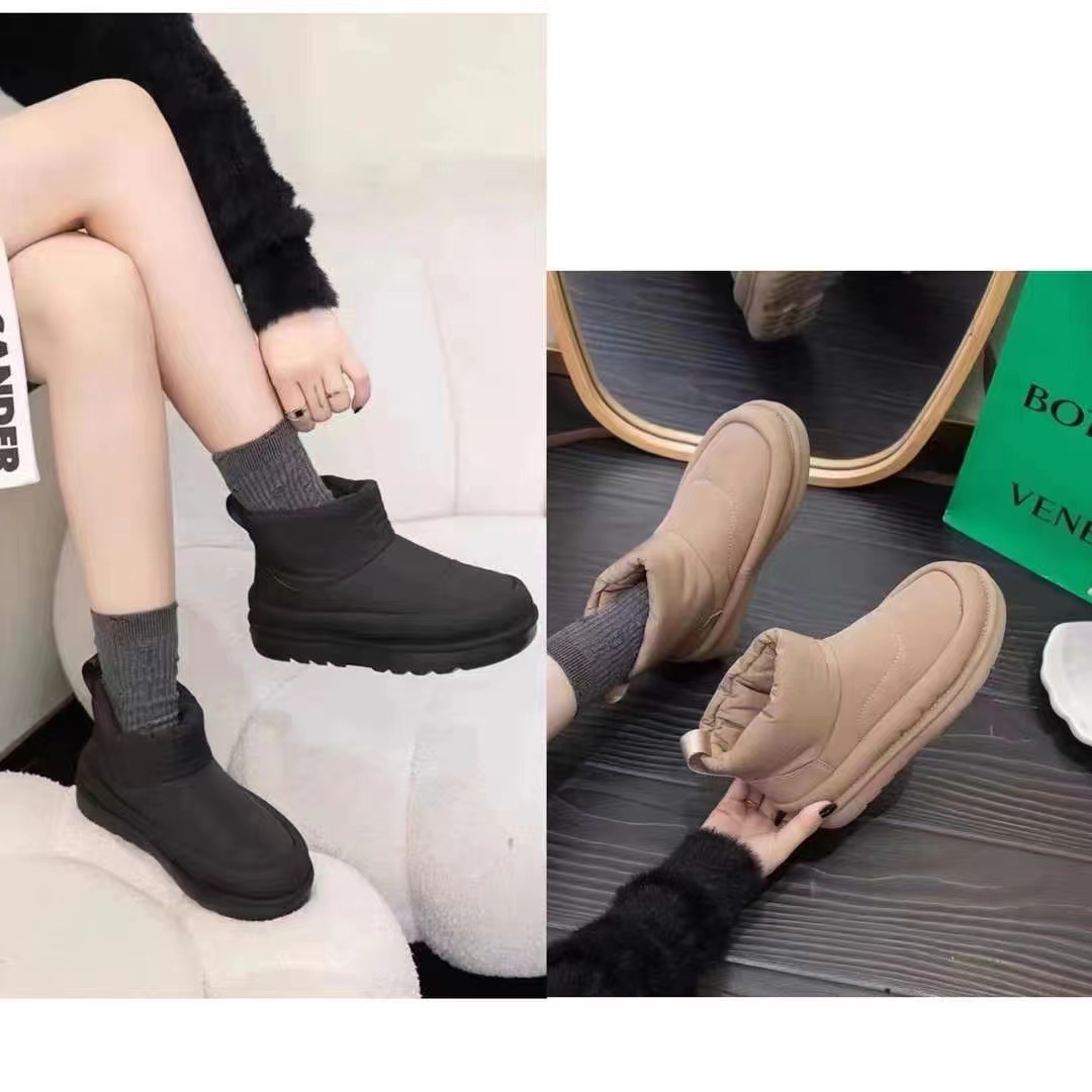 纯色中帮圆头短筒冬季时尚雪地靴62102休闲鞋短靴女款女士