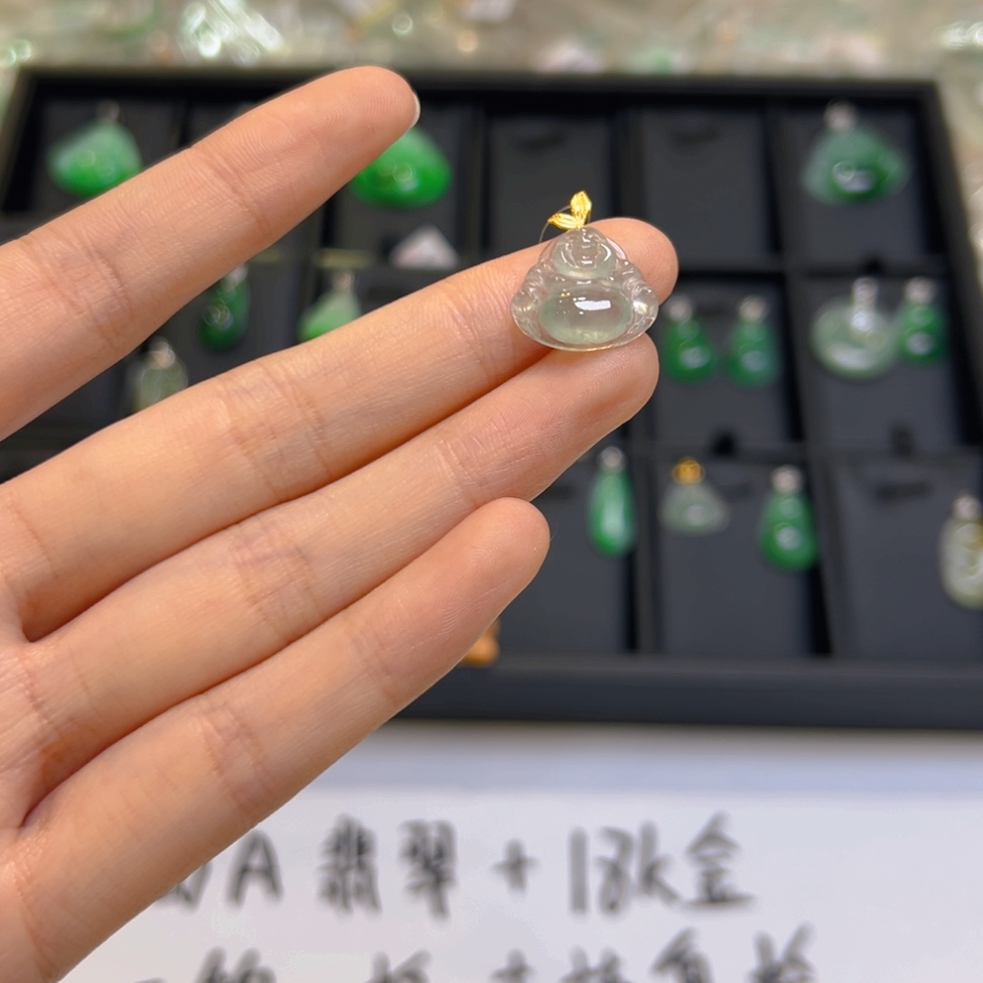 翡翠18K金镶嵌吊坠(不含链)