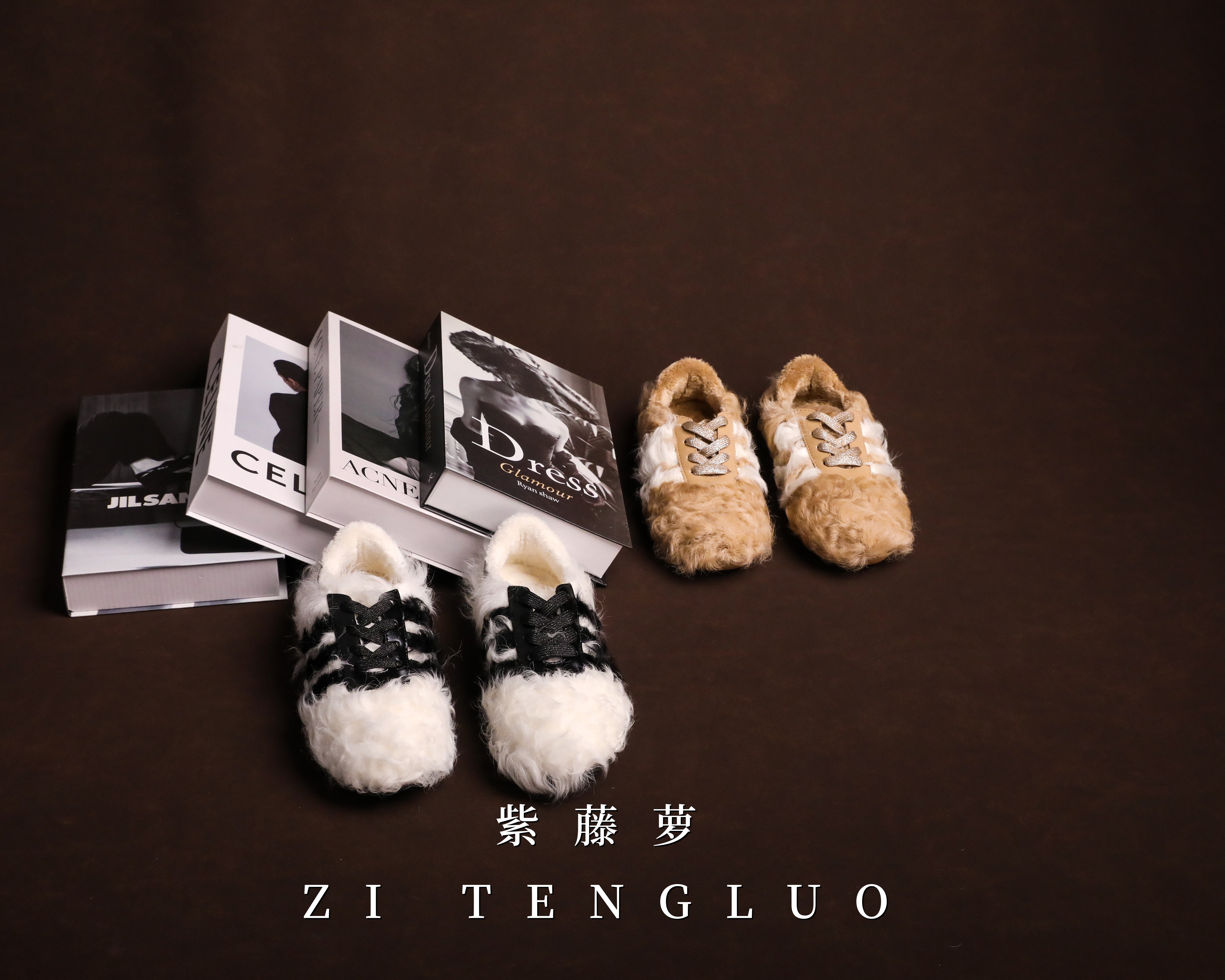 ZiTengLuo/25年早冬新款时尚羊卷毛女平底加绒豆豆鞋1169-5