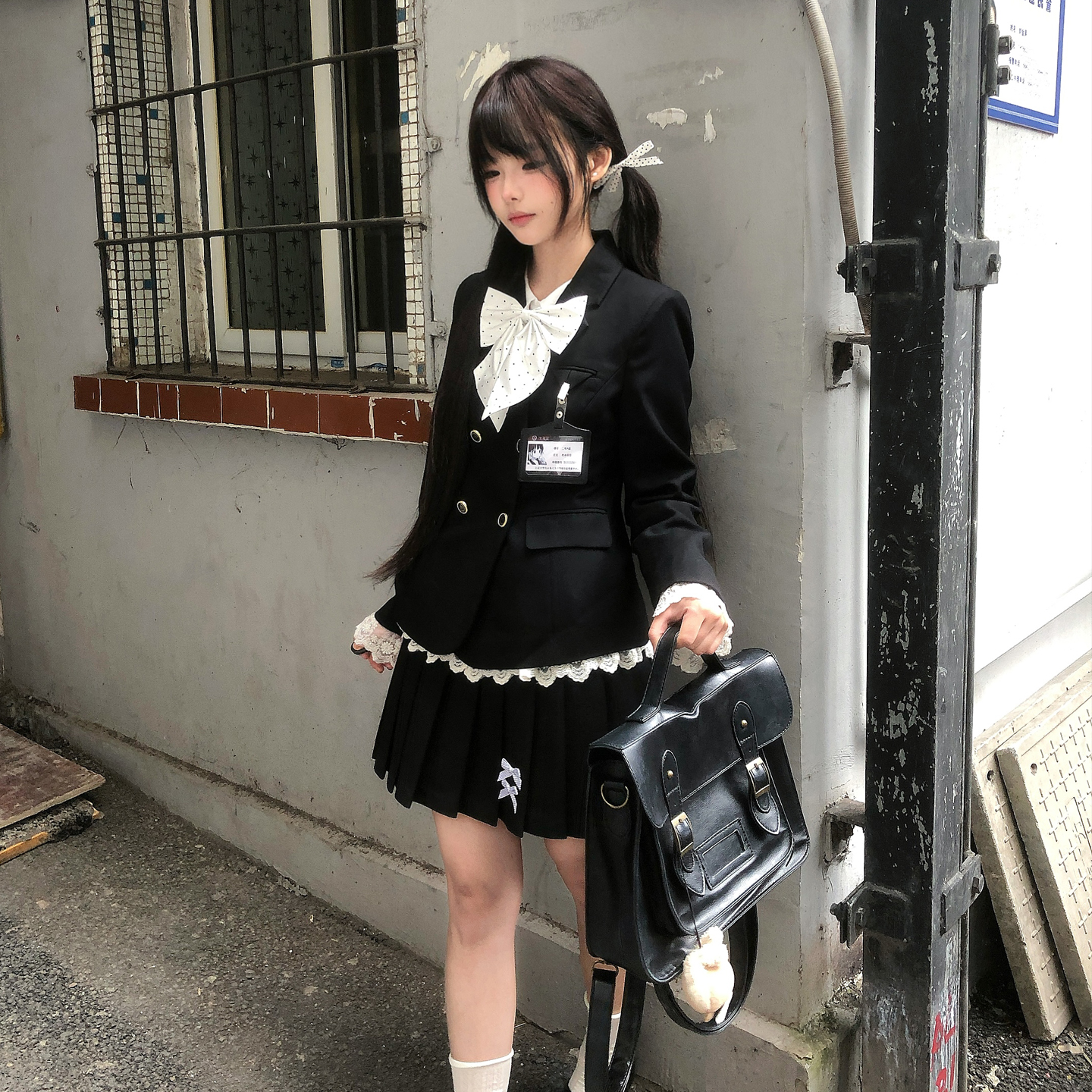 叁一JK工作室【川霖女子】原创jk制服双排扣收腰西服闺蜜套装学院风