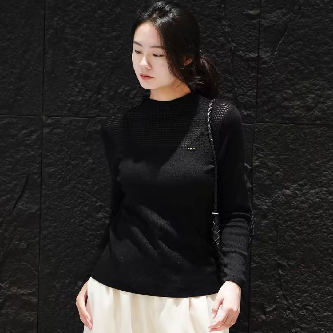 YOYO A888 镂空羊毛打底衫女长袖休闲