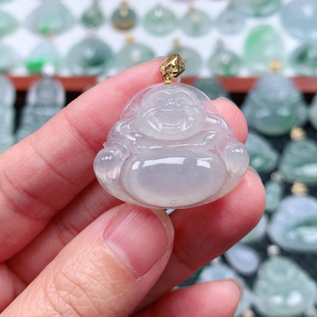 翡翠吊坠(不含链)18K金镶嵌