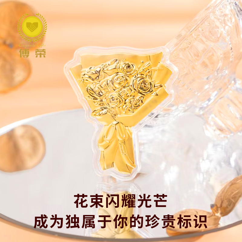 含金工艺品玫瑰花永生手捧花摆件