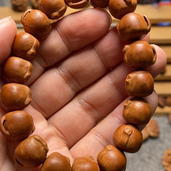 桃核雕刻把把壶手串