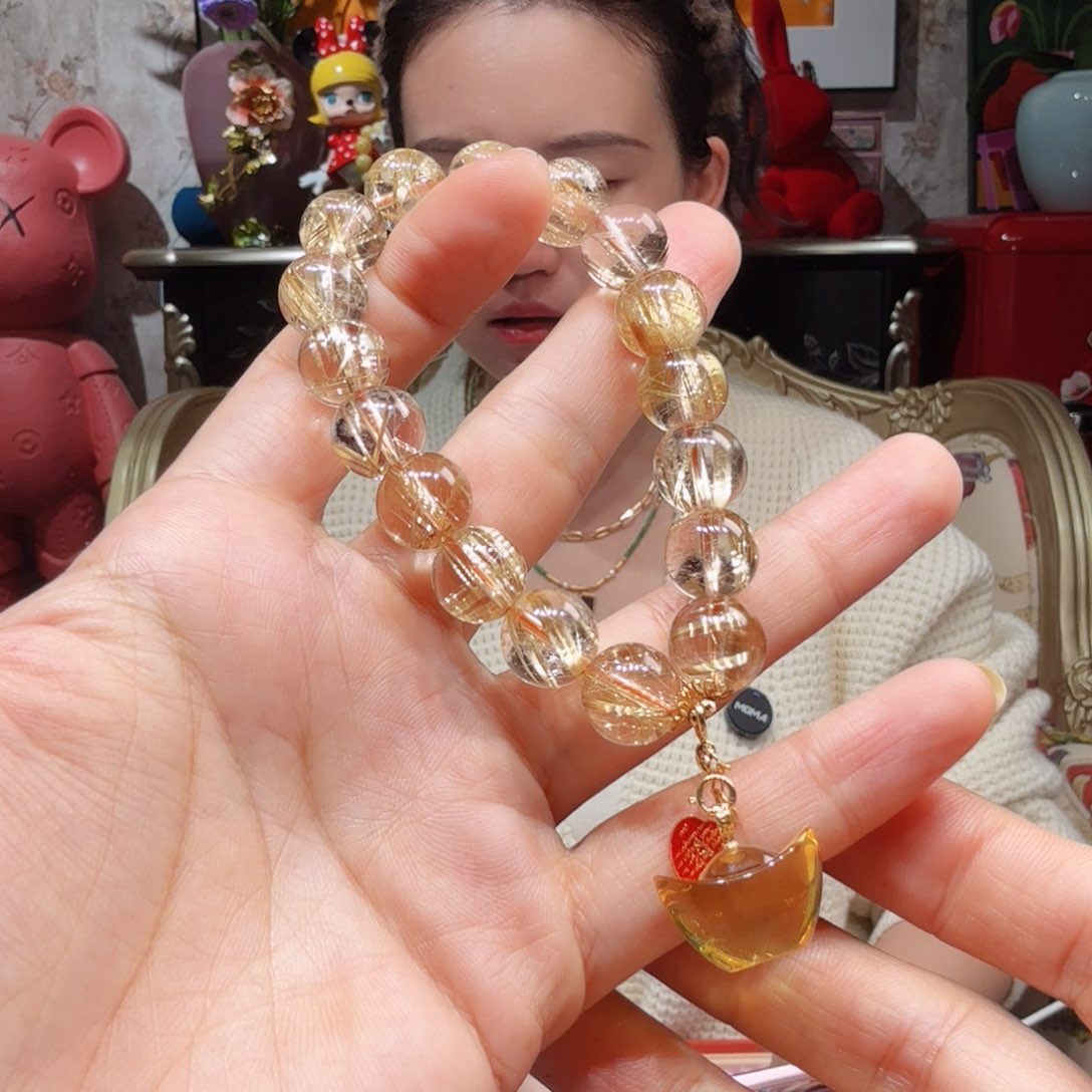 水晶手链18K金镶嵌手串