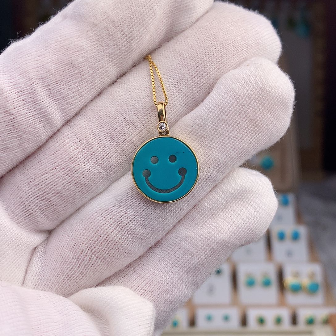 绿松石颈饰18K金镶嵌