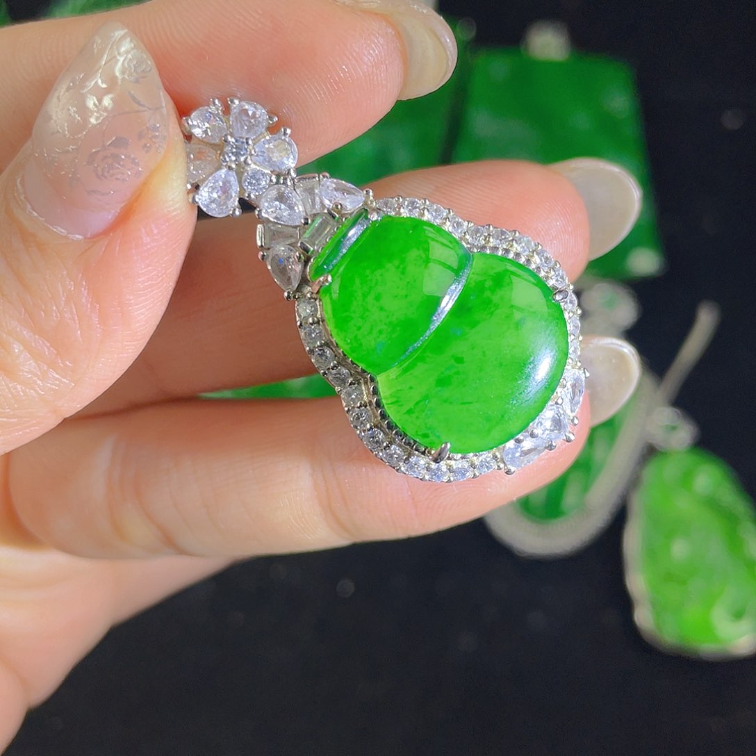 翡翠吊坠(不含链)银S925镶嵌