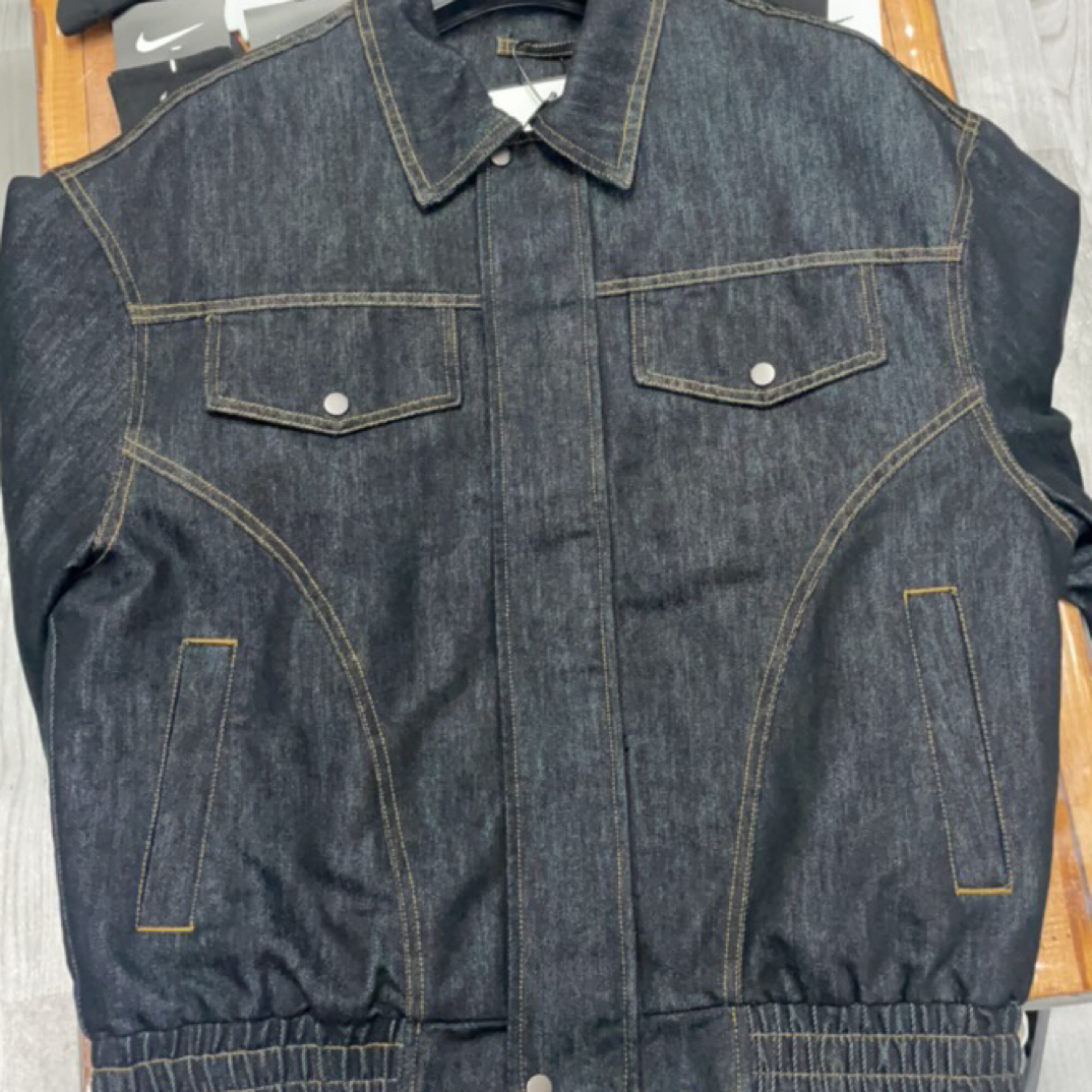 翻驳领秋季单排扣男本布下摆牛仔夹克拼接春季休闲工装