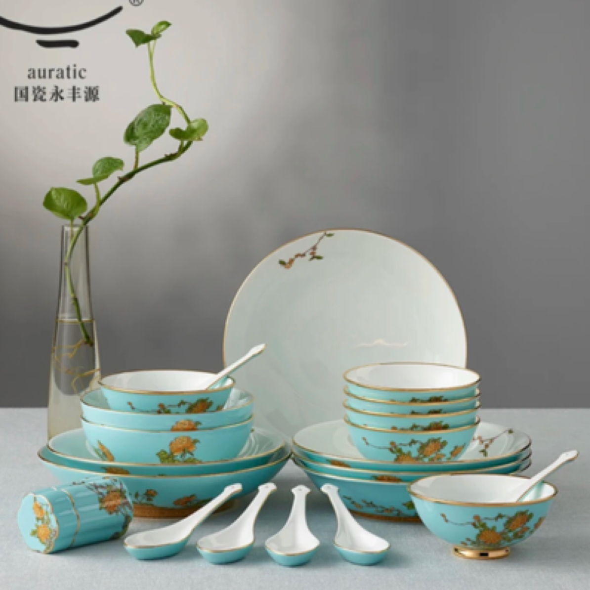 2016年杭州峰会夫人瓷西湖蓝国瓷宴会餐具6人，8人，10人位餐具