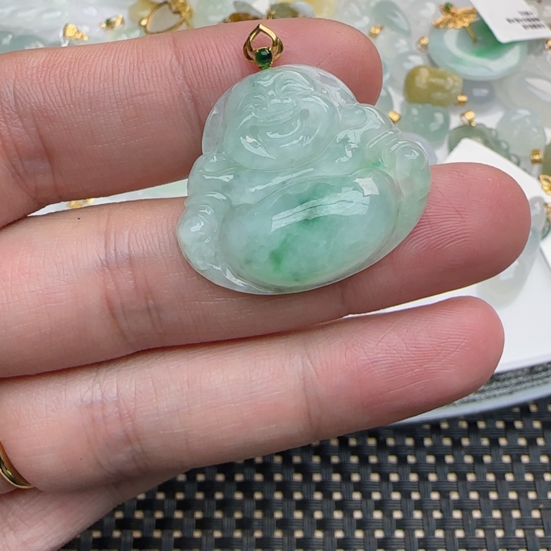 【闪购商品】翡翠吊坠(不含链)18K金镶嵌佛公
