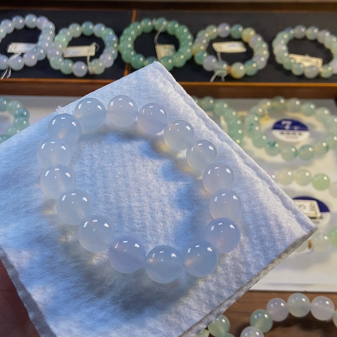 定制翡翠未镶嵌翡翠手串卡12+