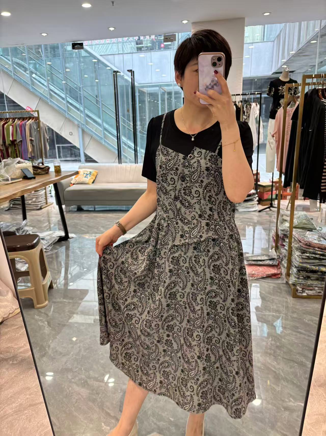 【丽丽家】夏季拼接时尚裙子背带假两件连衣裙47