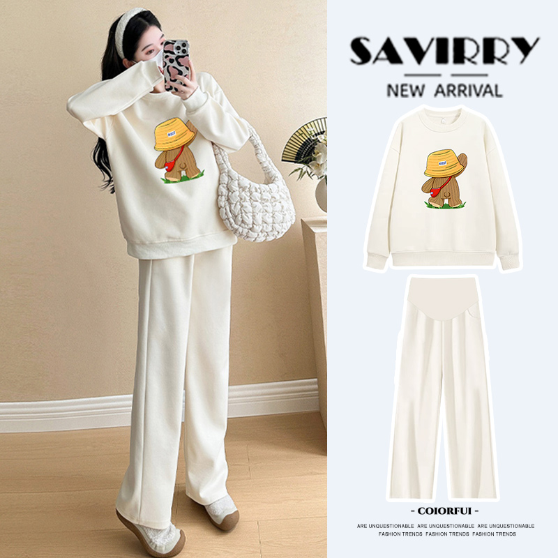 孕妇装卫衣套装春秋季上衣宽松休闲洋气减龄长袖百搭孕妇两件套