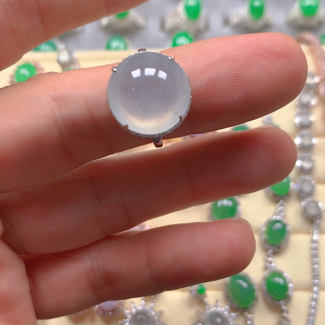 【闪购商品】翡翠戒指银S925镶嵌翡翠戒指