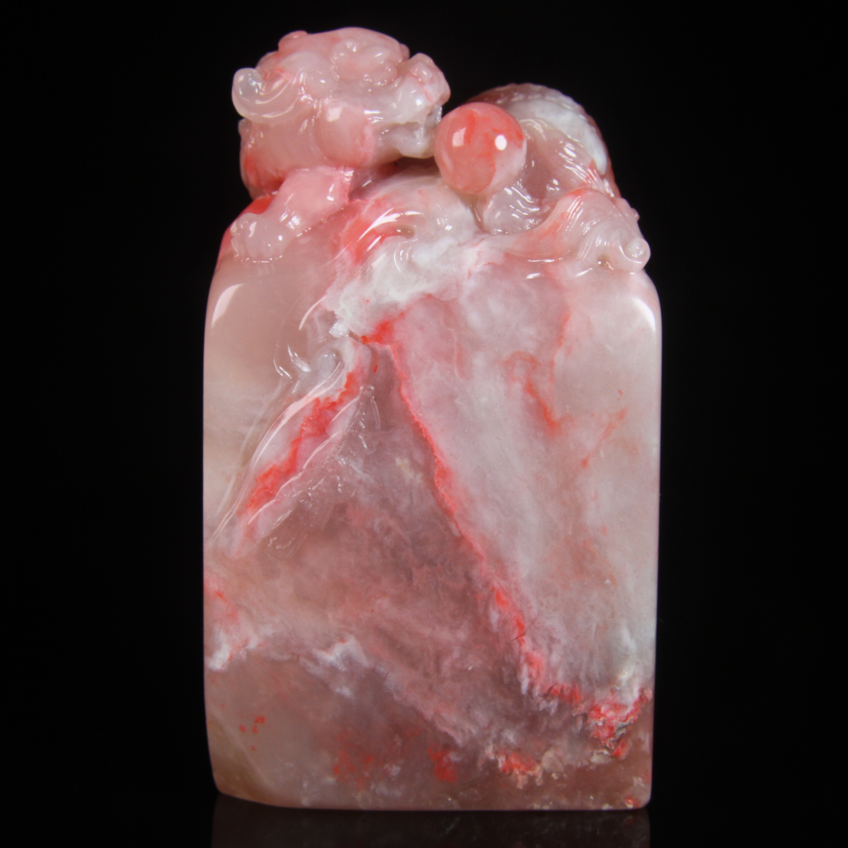 巴林鸡血石【瑞兽戏珠】印章