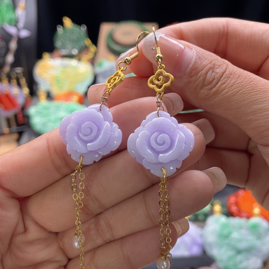 翡翠耳饰未镶嵌代编织