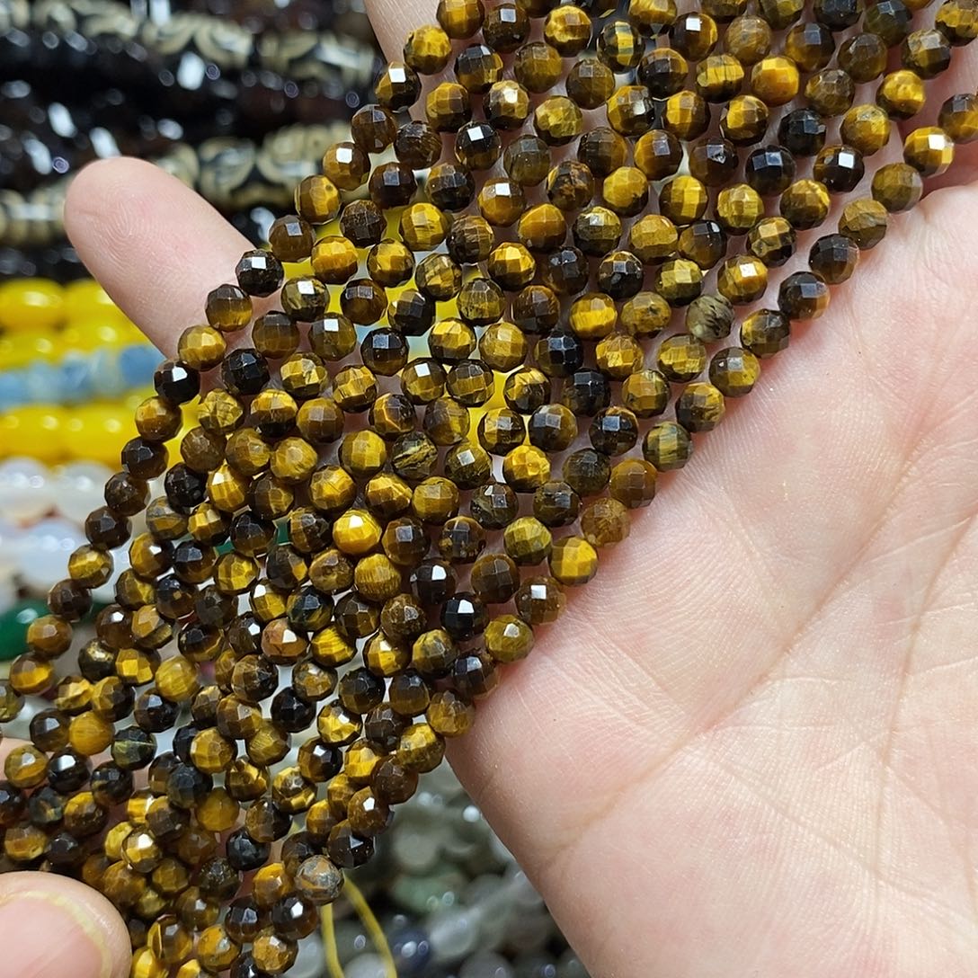 玛瑙/玉髓未镶嵌珠宝半成品虎眼石切面一条卡4mmA级