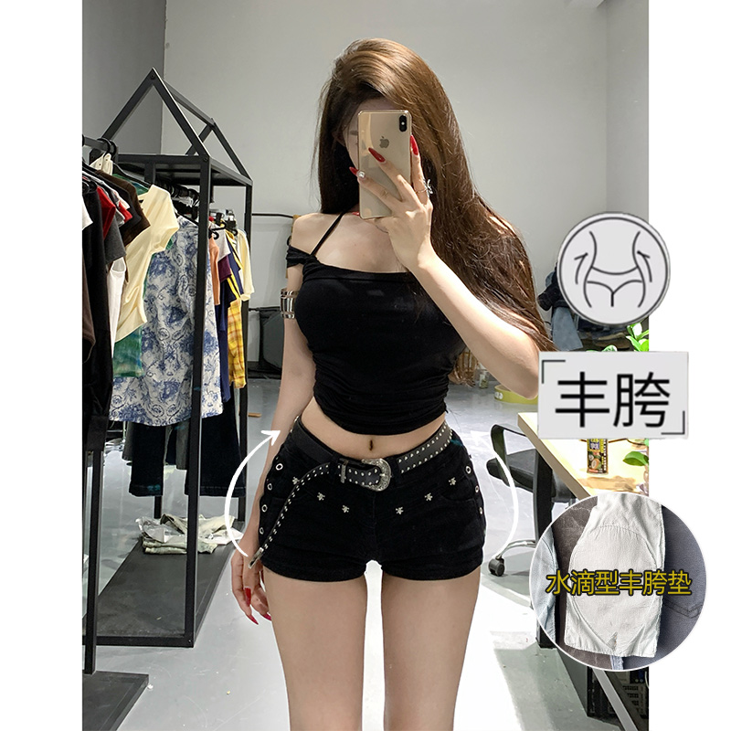 低腰铆钉丰胯提臀牛仔短裤女2025秋季新款百搭紧身性感显瘦热裤