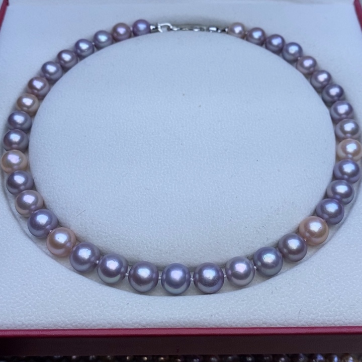 淡水珍珠项链未镶嵌10-11mm香芋紫 混彩