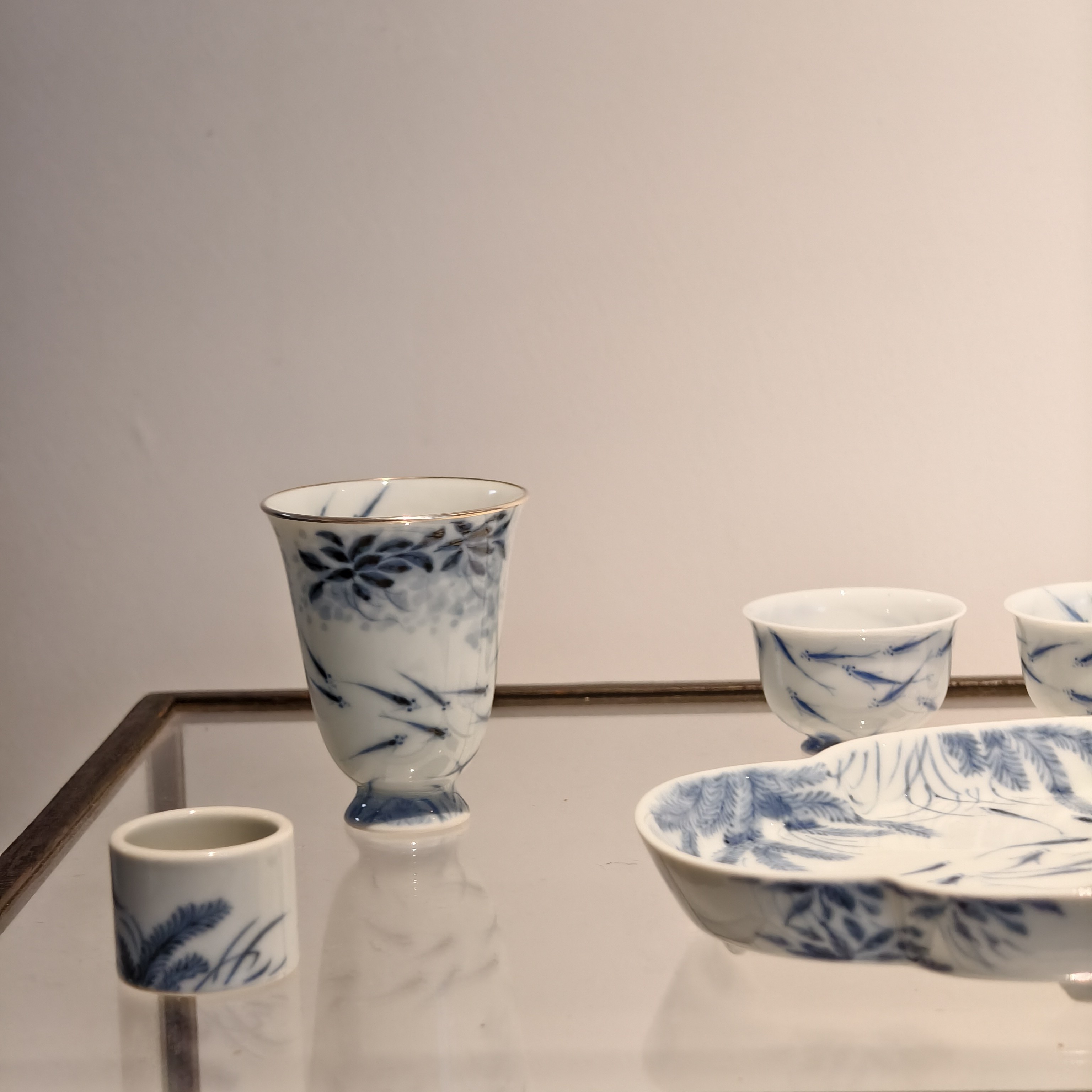 青花手绘 闻香杯青花品茗杯主人杯家用高档喝茶杯