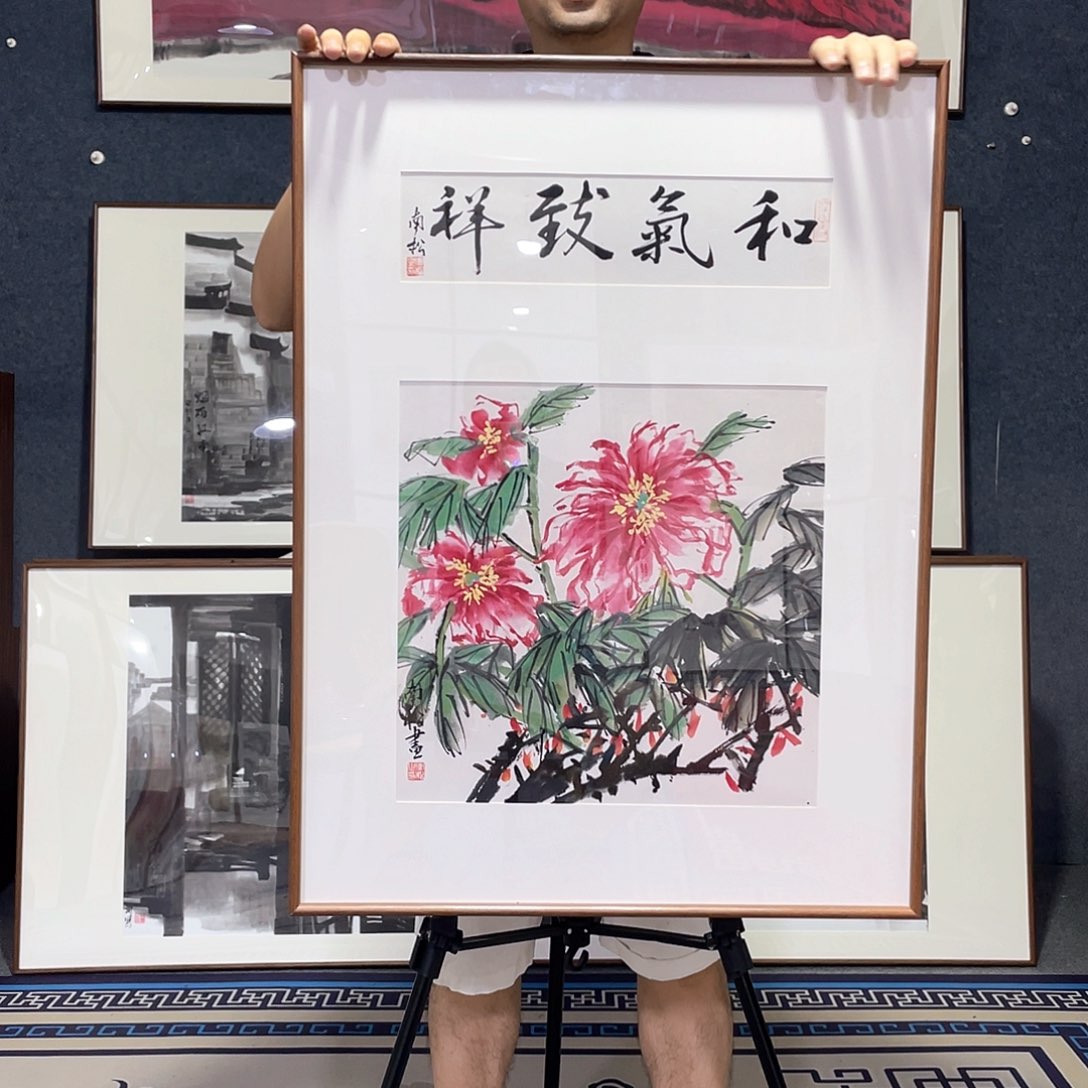 国画手绘画作品带框60/80