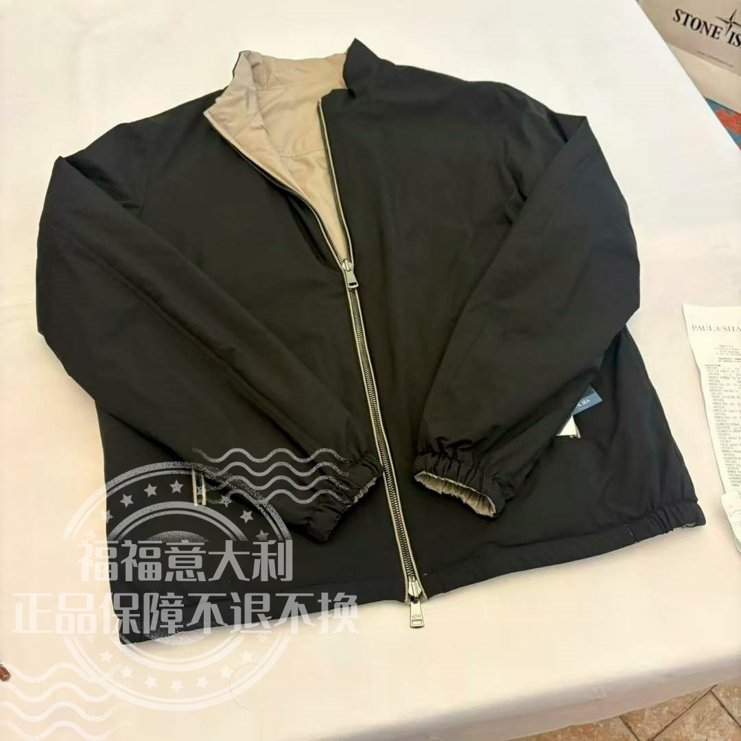 福福意大利 不退换特卖会2025黑色L码双面穿白金台风系列棉服夹克
