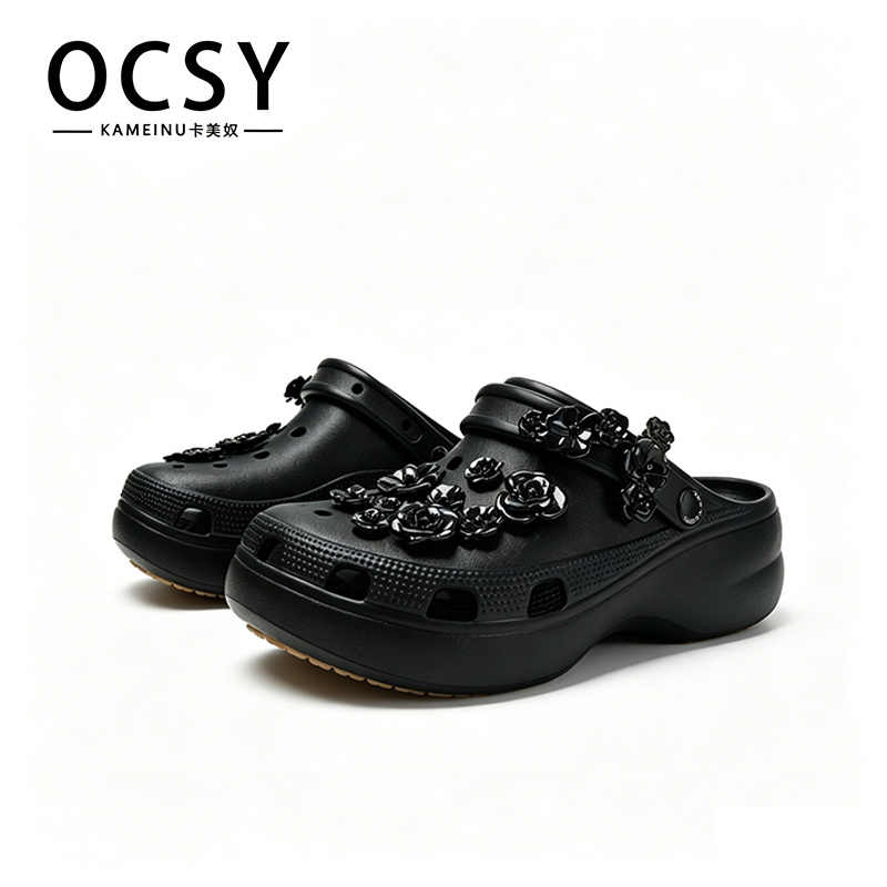 OCSY[升级防滑贴片云朵簪花]撤柜夏季新款高跟拖鞋女鞋外穿商品图