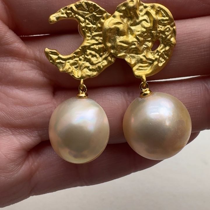 拼合珍珠（马贝珠）耳饰银S925镶嵌