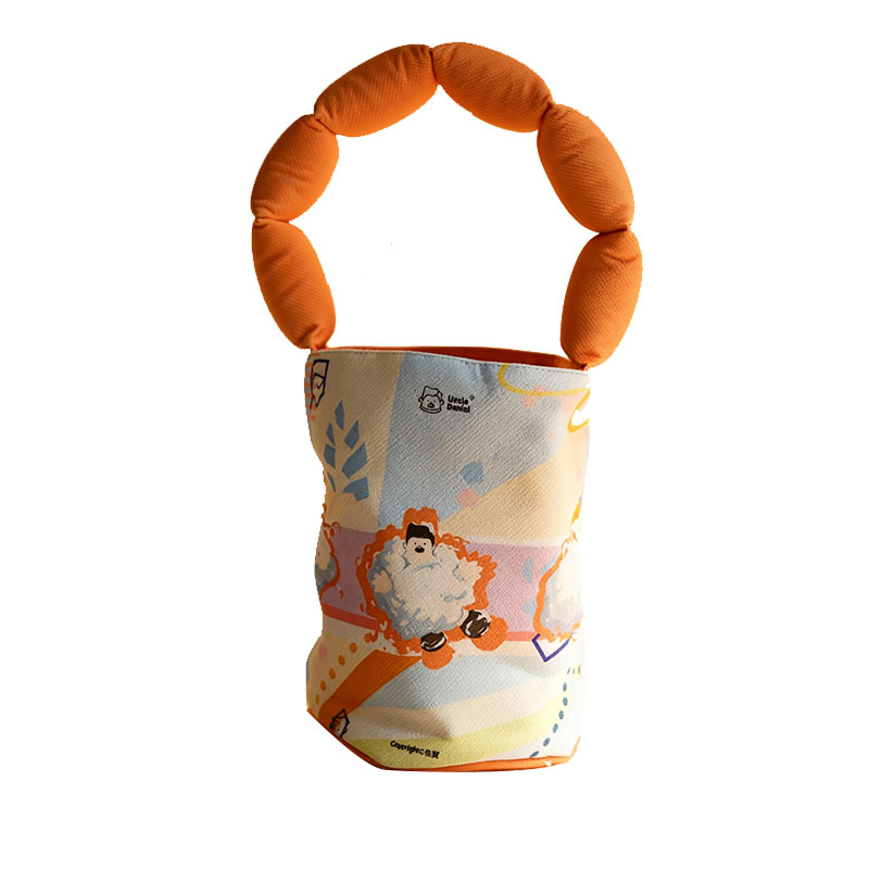 UncleDaniel卡通慵懒水桶包手提单肩洋气百搭包 橙色