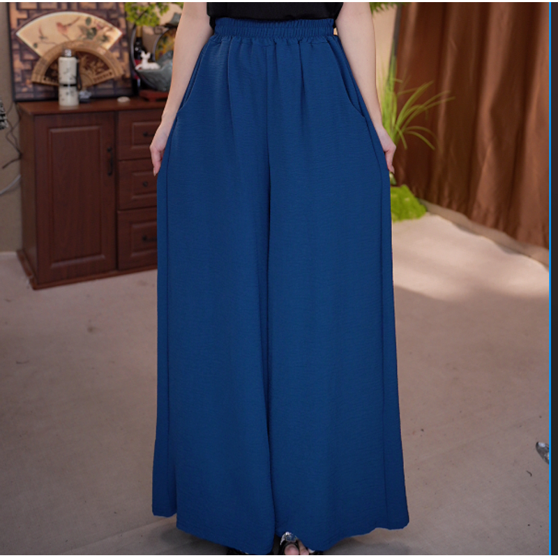 041/蓝色时尚休闲高级阔腿裤 C