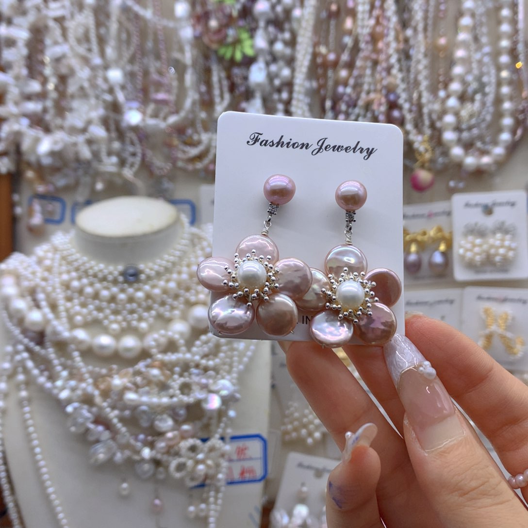 合金淡水珍珠耳饰项链