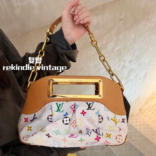 95新 LouisVuitton/路易威登 复燃精选/白三彩小号judy单肩包11年