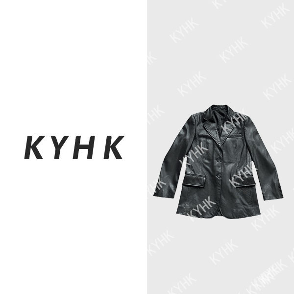 KYHK复古单排扣皮面西服外套240866