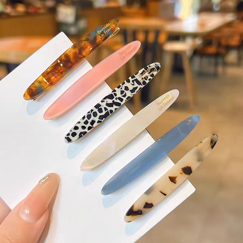 韩国简约碎发侧边夹柳叶一字发夹