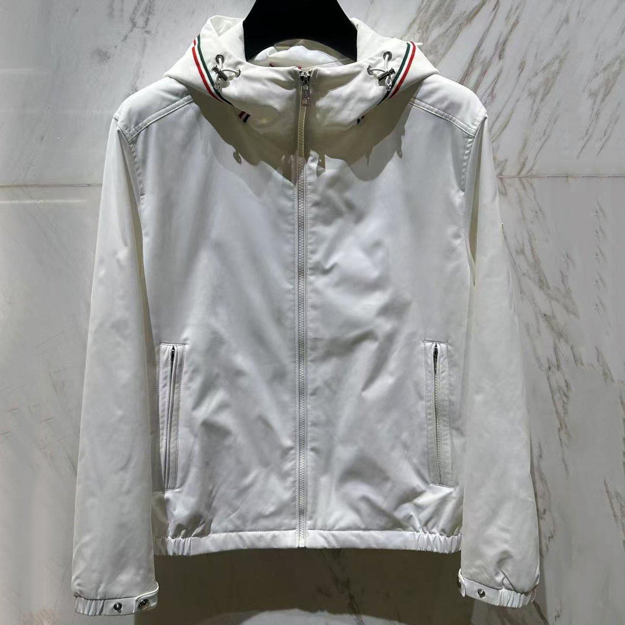 MOVGELAR蒙口丽莱尔时尚白色夹克舒适日常休闲外套上衣冲锋衣夹克