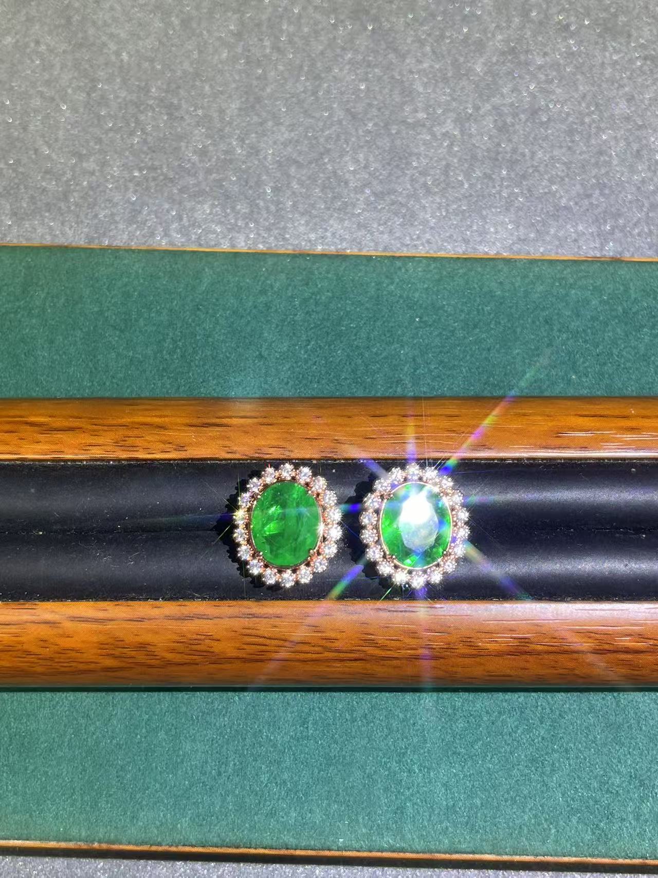 a3364玫色托绿鸽子蛋耳钉多样发