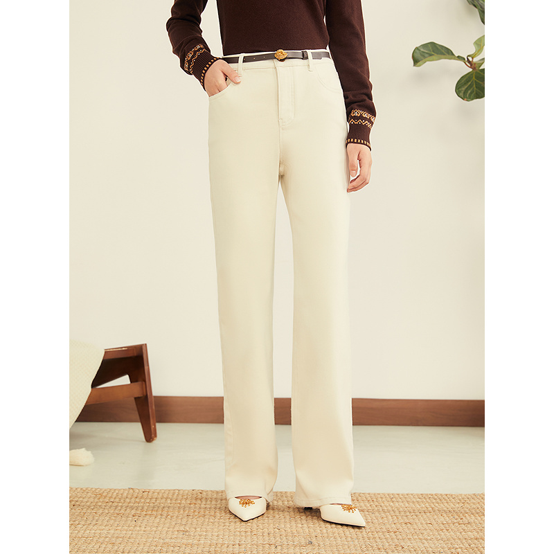 YINER音儿专选2025冬季新款百搭棉感直筒休闲牛仔裤8C65520066