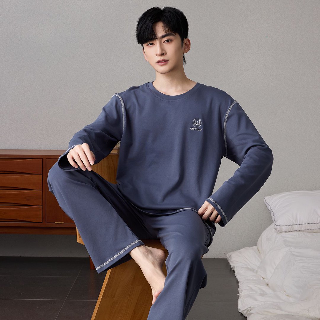 [多款可选]秋冬款纯棉男士套头长袖长裤睡衣舒适家居服套装MJ