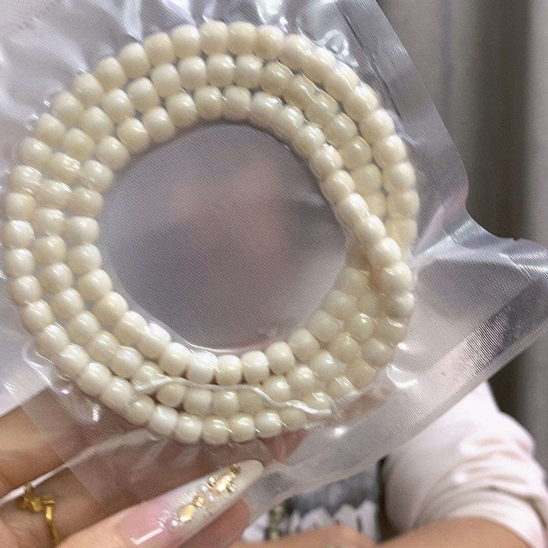 星月菩提手串海南原生态白玉菩提素珠长串7.6