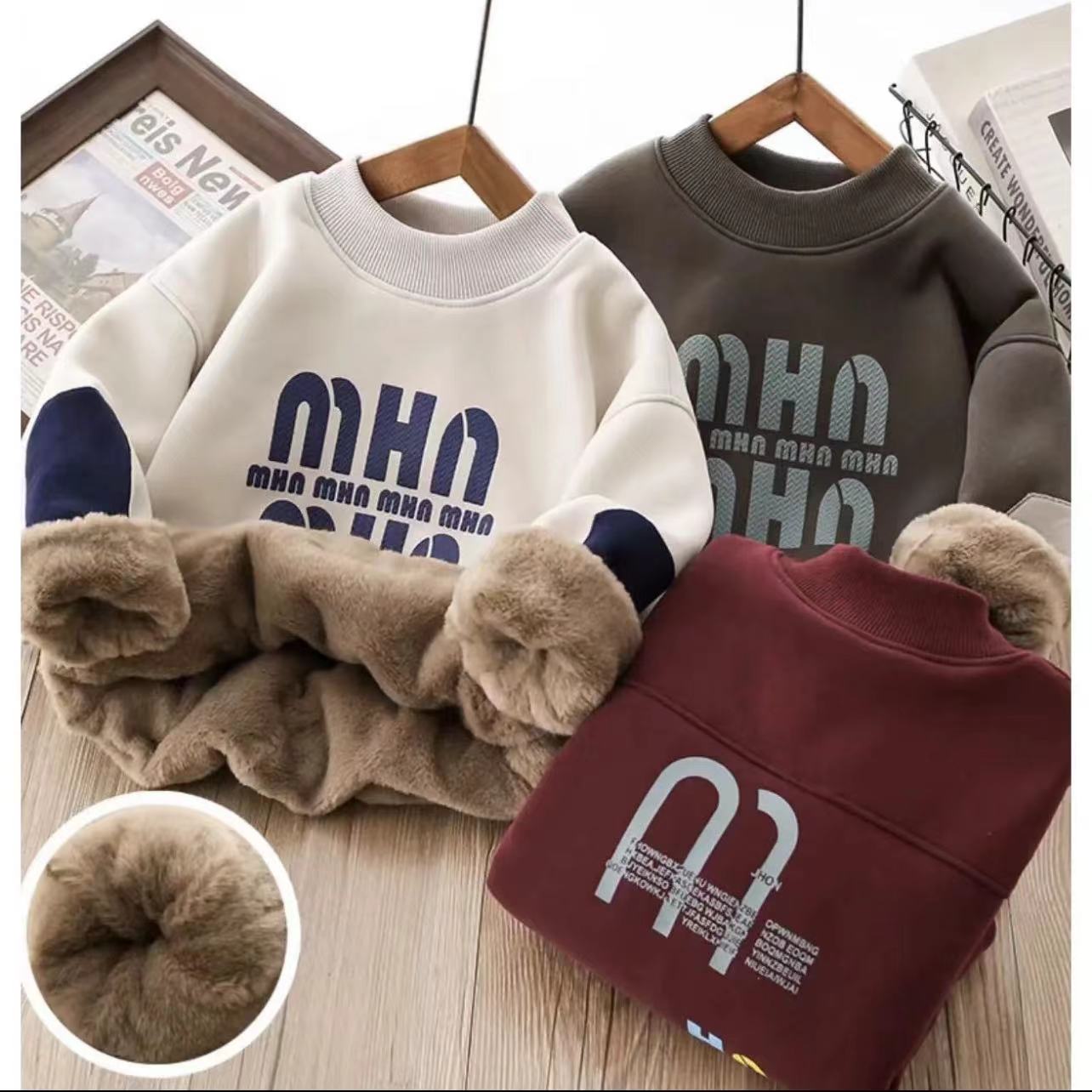 【三层加厚防兔绒】抗寒加绒加厚男女童时髦卫衣一件过冬中大童