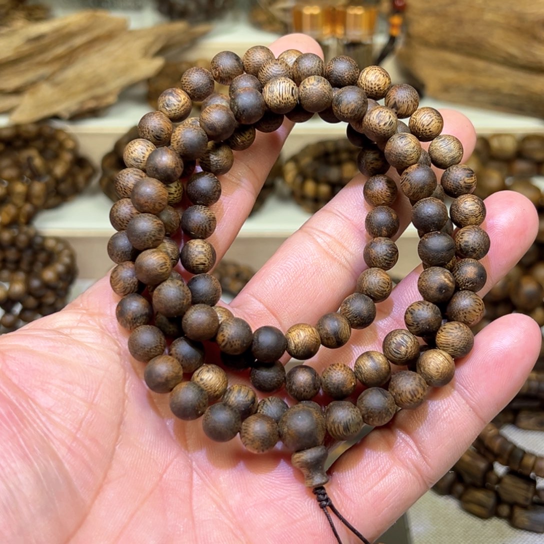 沉香沉香碎屑奇楠沉香8mm圆珠108颗30g+多样发其一
