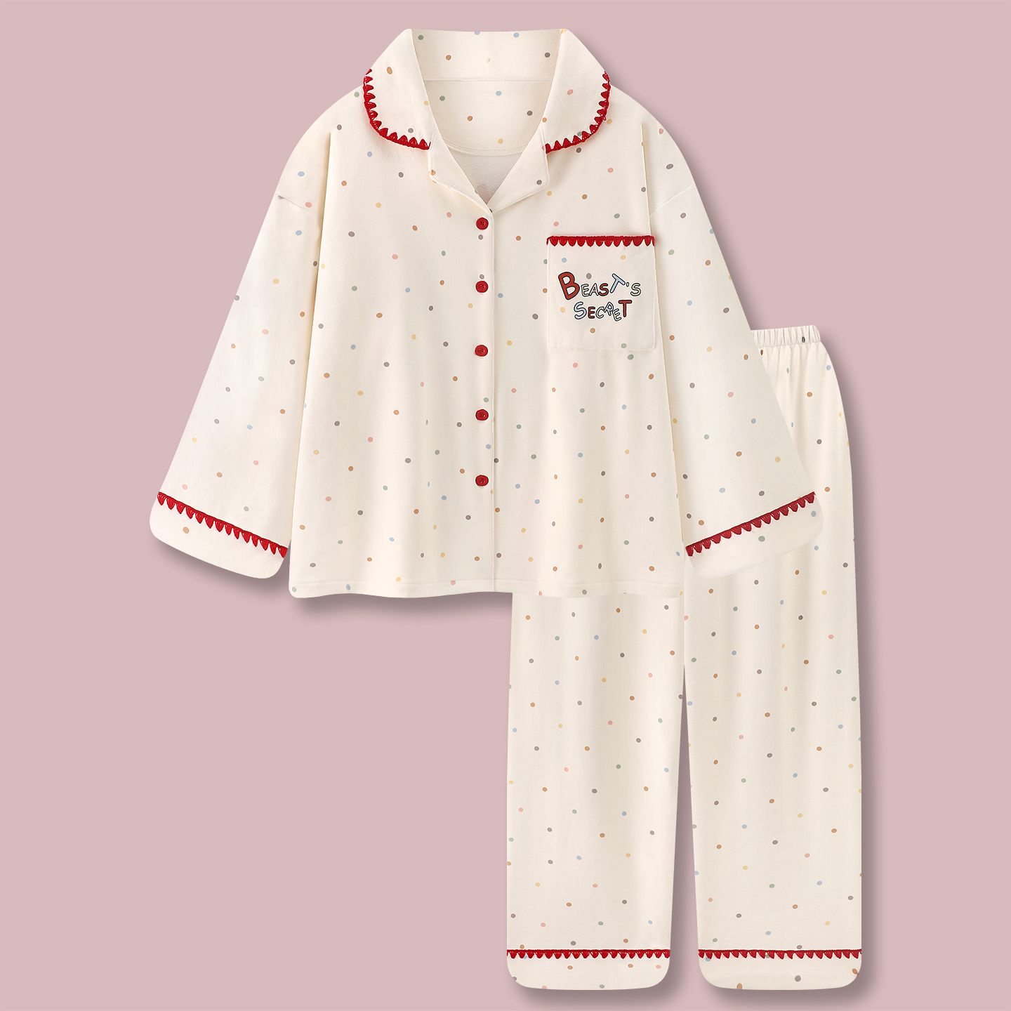 『冰糖啵啵』海岛绒睡衣女秋冬季长袖薄绒家居服冬天可外穿保暖套装