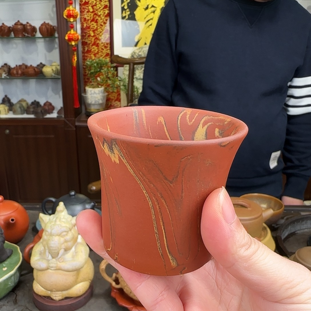 紫砂茶壶绞泥主人杯