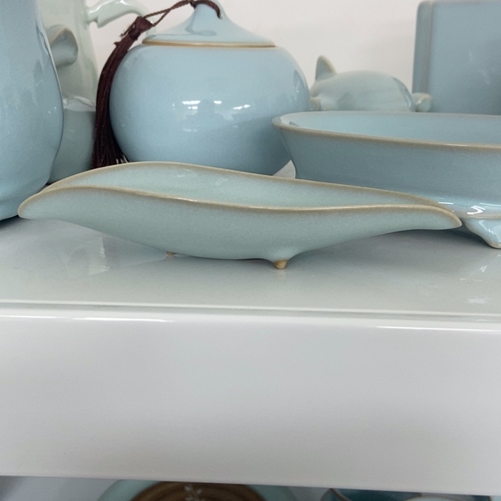 瓷花*天青色赵琳老师茶荷