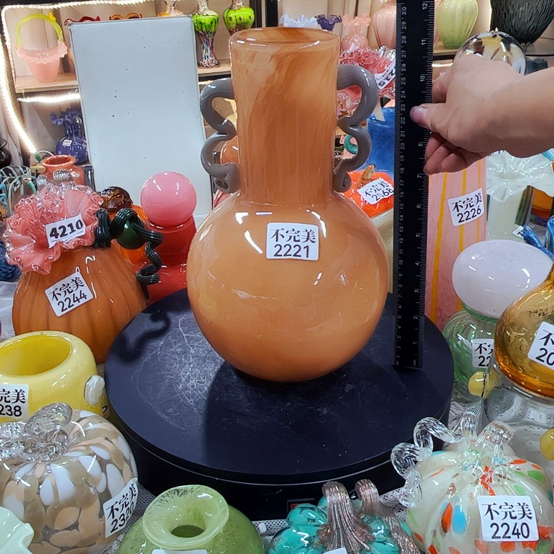 2221高29 家悦琉璃花瓶摆件不完美