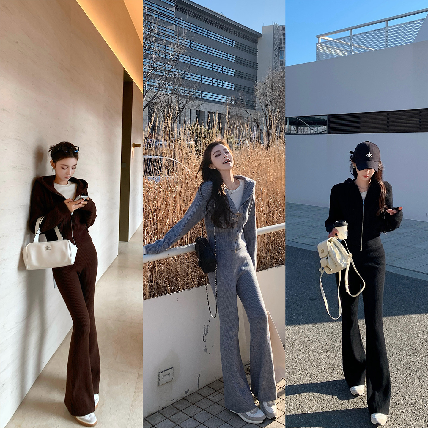 松弛舒适区"软糯羊毛懒人穿搭不费力就高级开衫&喇叭裤-时尚套装