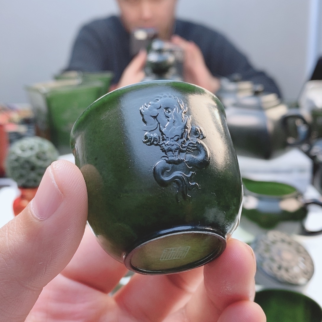 和田玉（青玉）把件未镶嵌智**沉