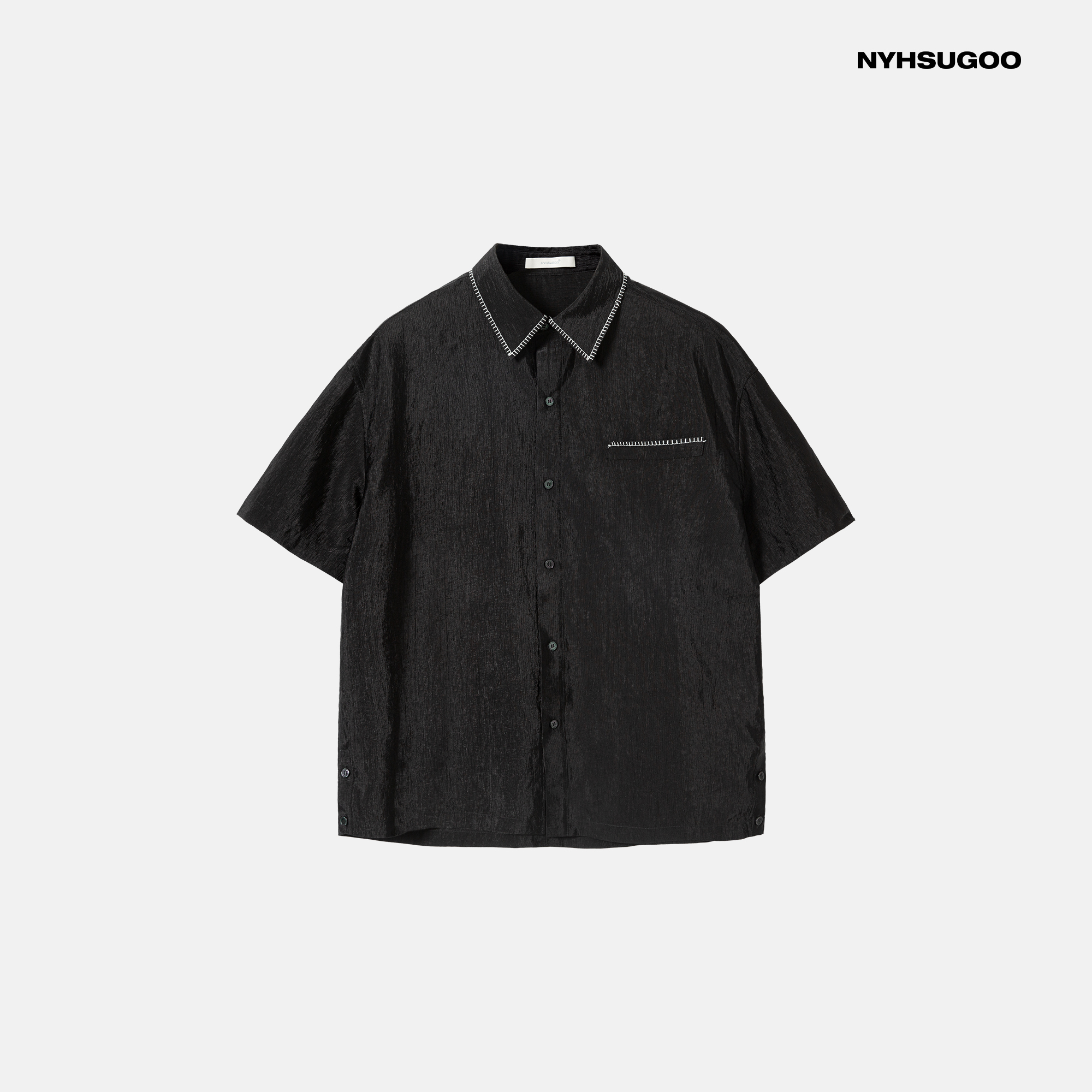 NYHSUGOO/南乙夏季醋酸面料男士设计轻薄款衬衫3743休闲极简